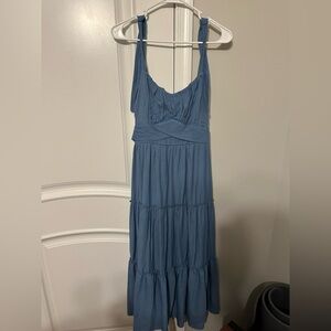 Blue dress mid thigh that ties in the back